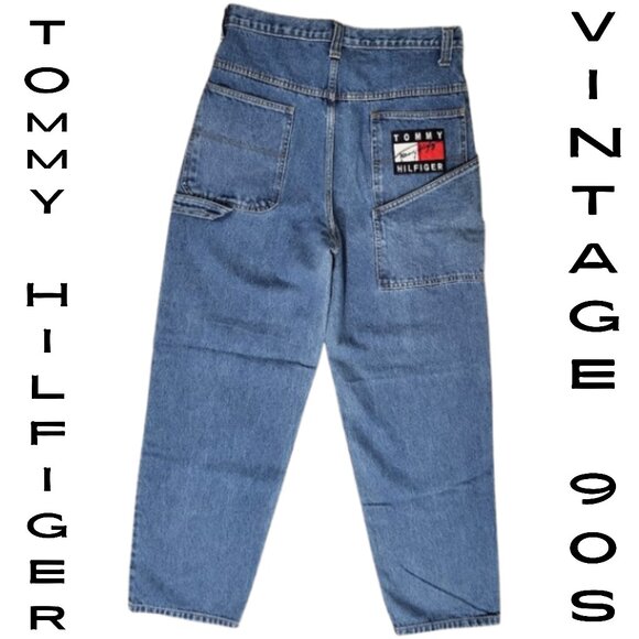 TOMMY HILFIGER Vintage 1990's Blue Denim Carpenter Jeans - Men's 34 x 33